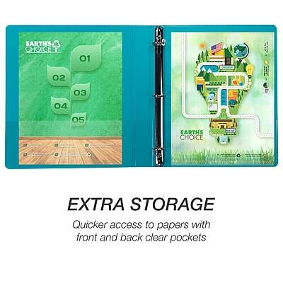 EARTH'S CHOICE

01 02 03 04 05

EARTH'S CHOICE

EXTRA STORAGE
Quicker access to papers with front and back clear pockets