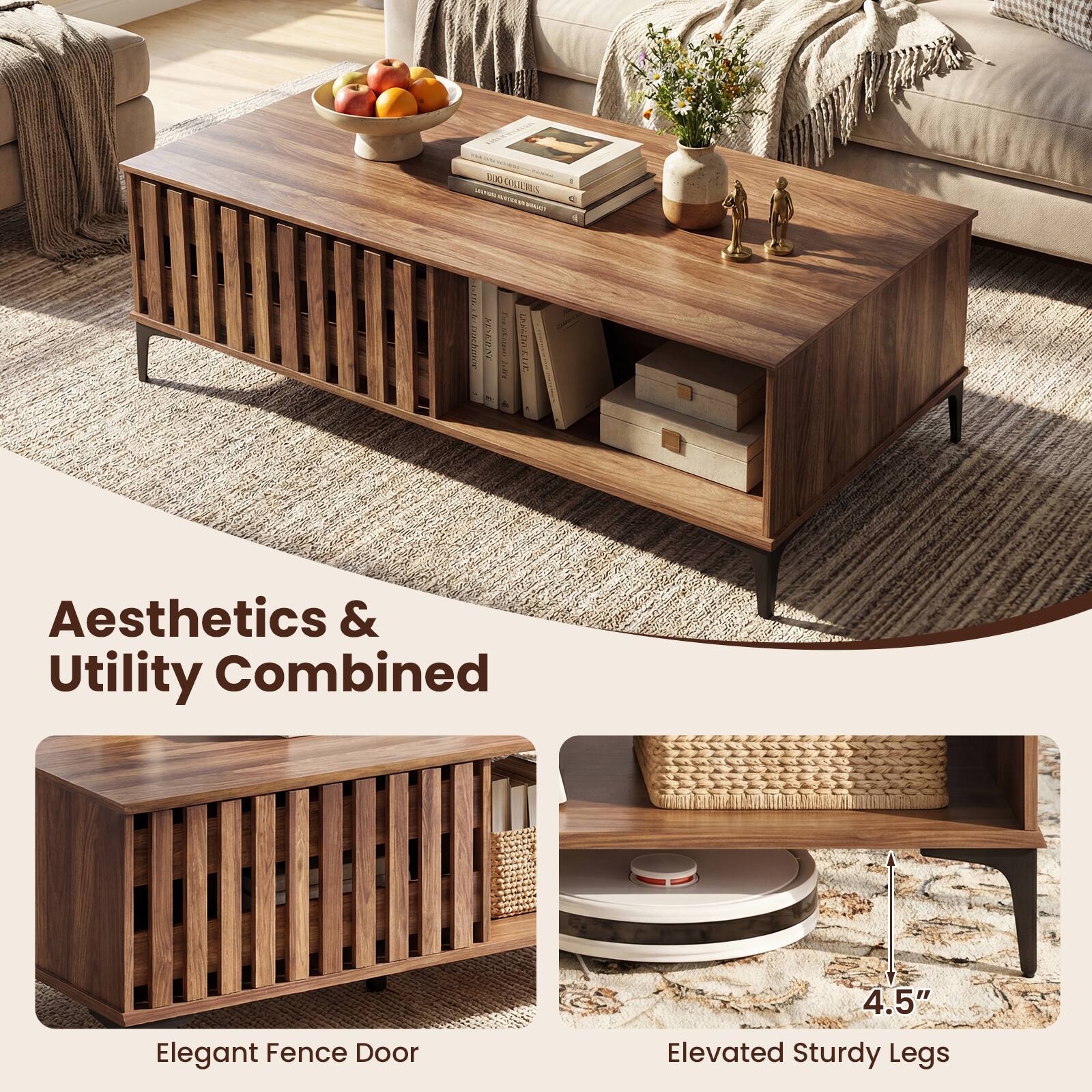 Aesthetics & Utility Combined  
Elegant Fence Door  
4.5" Elevated Sturdy Legs