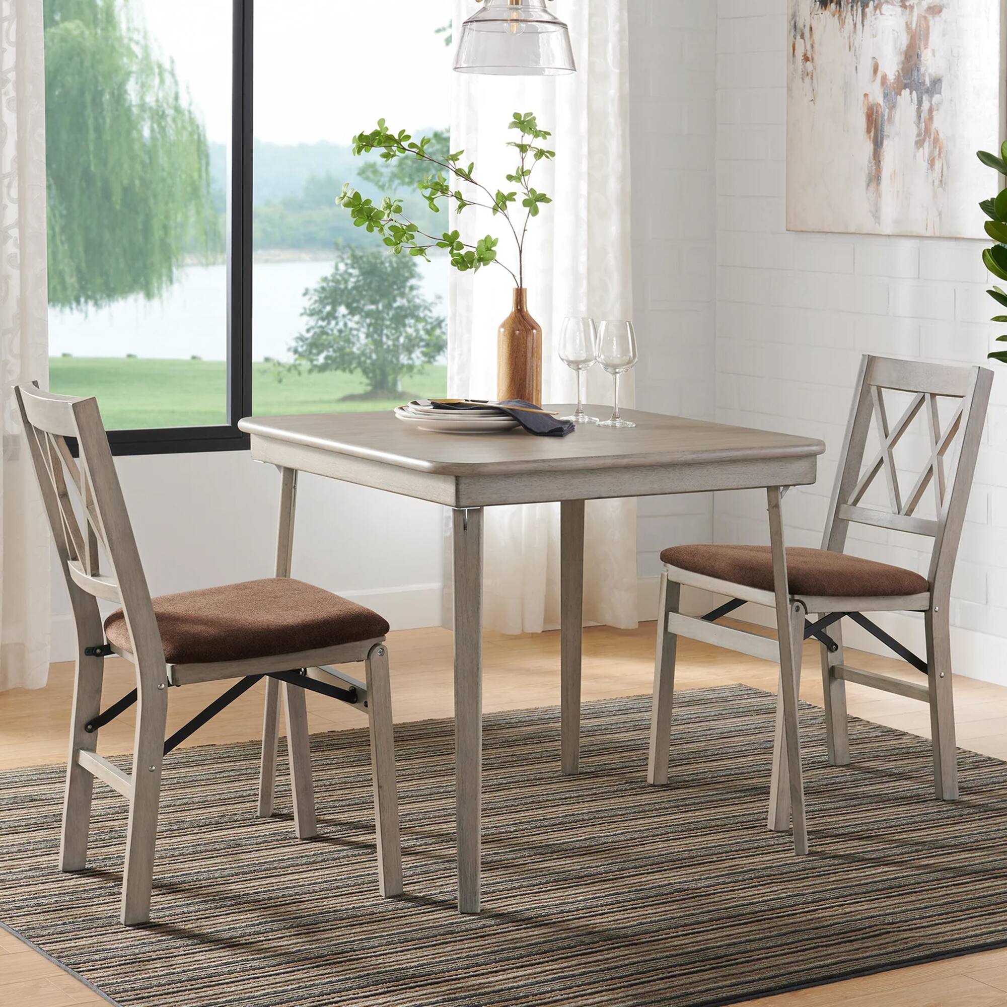 Alt View 7. Stakmore - Stakmore Double X-Back Folding Chair, Driftwood Frame with Bravado Aztec Fabric - Gray.