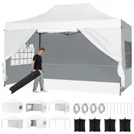 Boyel Living - White 168-in W x 120-in D x 127.2-in H Pop up Canopy Tent