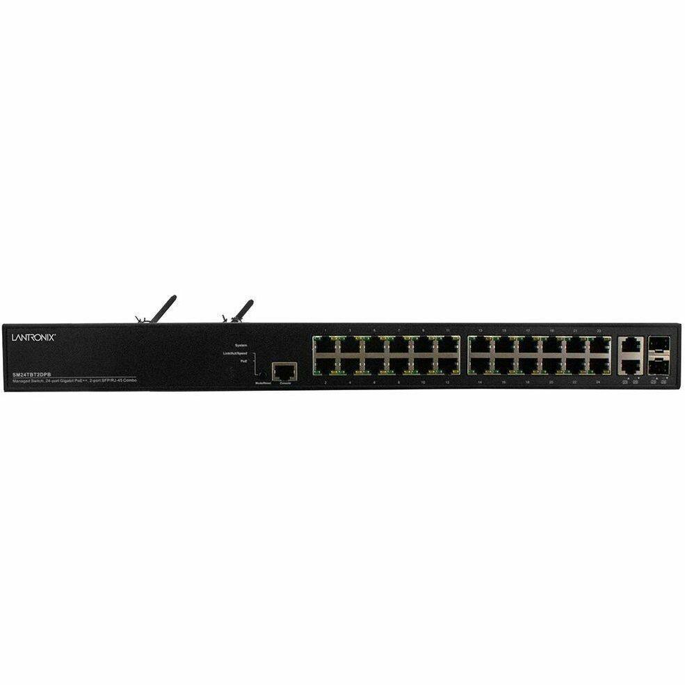 LANTRONIX  
SM241720PB  
24-Port Gigabit PoE+ Switch with 2-Port SFP+ Combo  
24-Port Gigabit PoE+ Switch with 2-Port SFP+ Combo