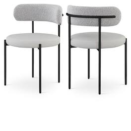 Meridian Furniture - Beacon Taupe Vegan Leather and Boucle Fabric Dining Chair, Set of 2 - Brown