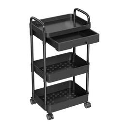 Kitcheniva - 3 Tier Utility Cart Movable Storage Organizer - Black