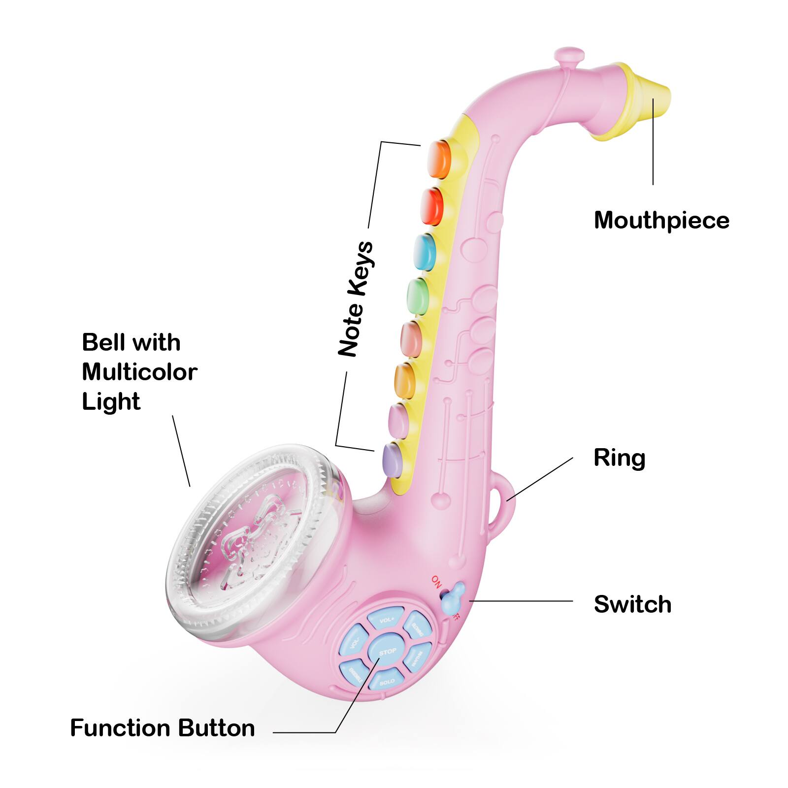 Bell with Multicolor Light Keys Note Mouthpiece AEISICID i I mI STLP PD NO I I  Ring Switch Function Button