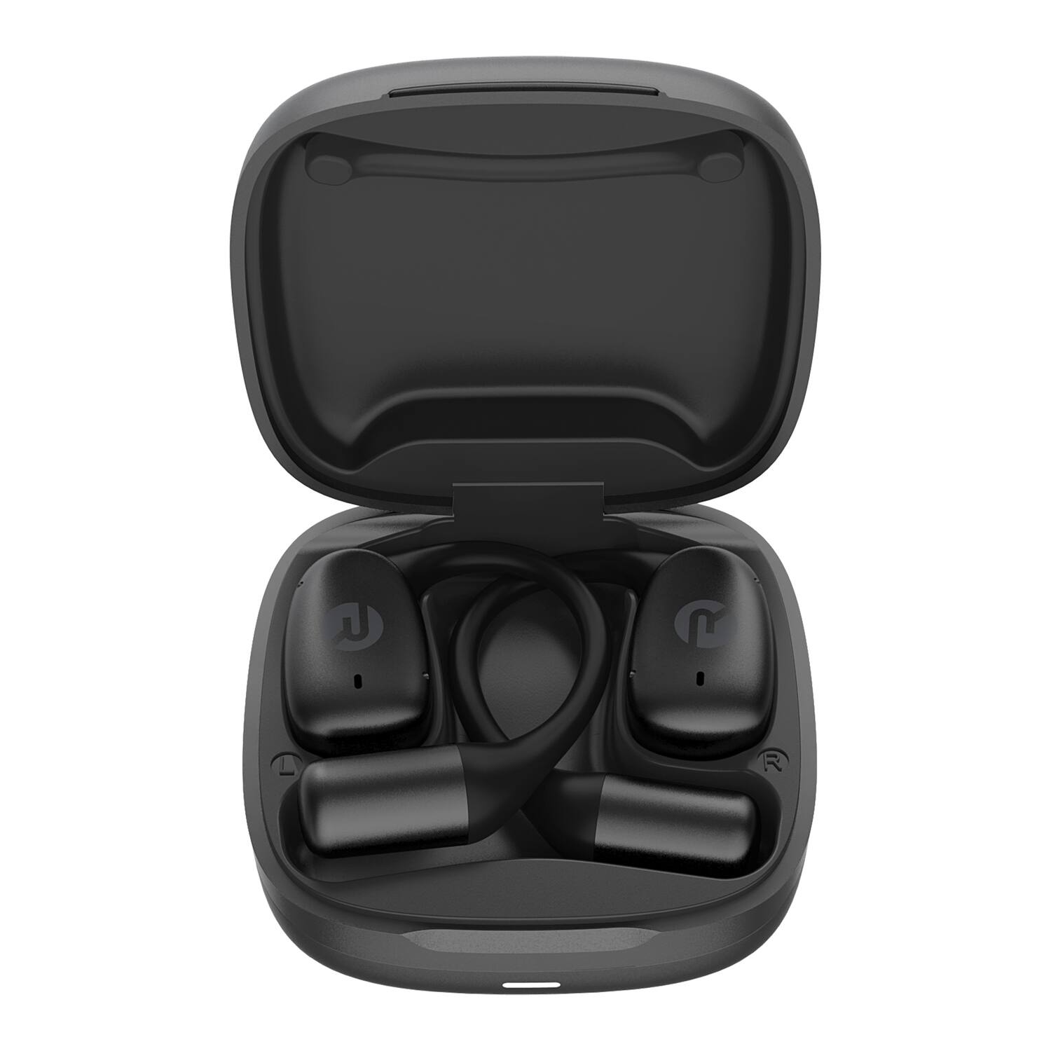 Alt View 5. Raycon - Raycon Essential Open Ear True Wireless Bluetooth 6.0 Earbuds, Ultra-Lightweight, IPX4, 36-Hour Battery (Black) - Black.