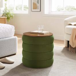 Mezzo Round Performance Velvet Storage Ottoman by Modway - Moss Green