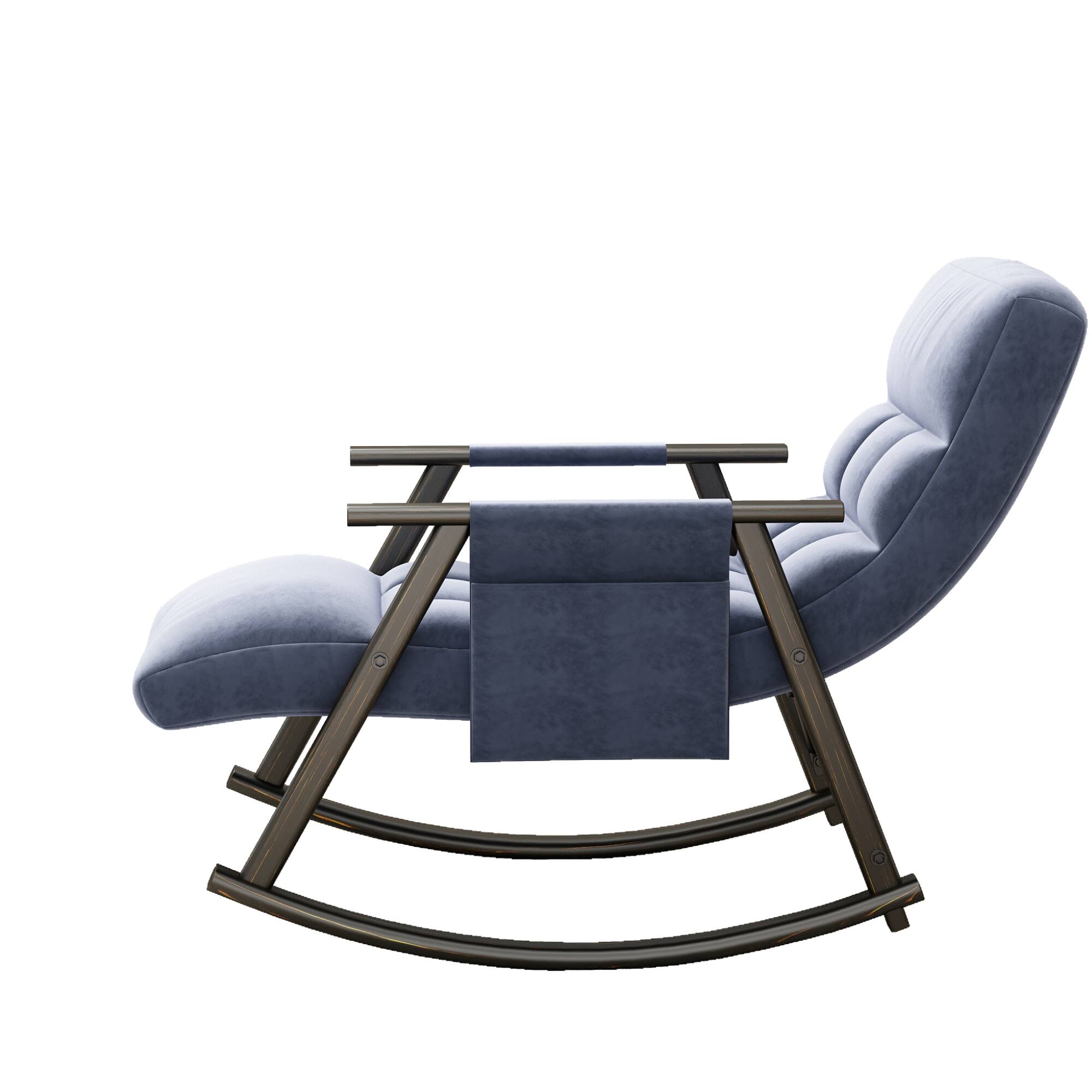 Alt View 4. GOODSILO - Adjustable High Back Casual Rocking Chair with Footrest and Side Pockets for Living Room Bedroom or Balcony - Blue.