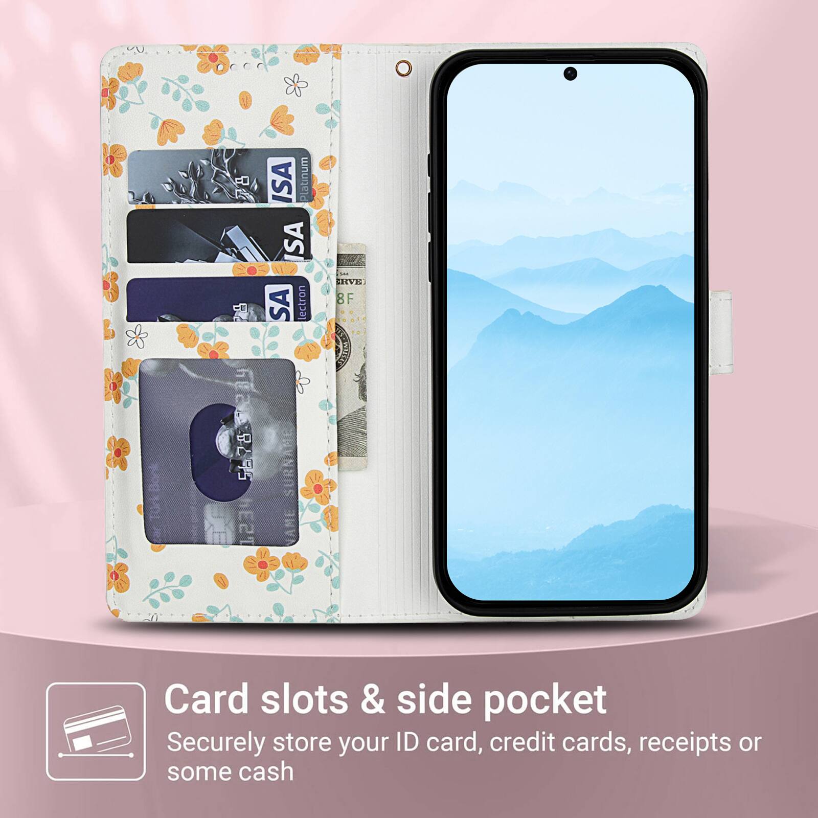 ISA Platinum SA  
EHVE lectron 8F 2 SA  
WONLE 4 a gar-TurkBonk 5578  
PESI  
SURNAME NAME  

Card slots & side pocket  
Securely store your ID card, credit cards, receipts or some cash