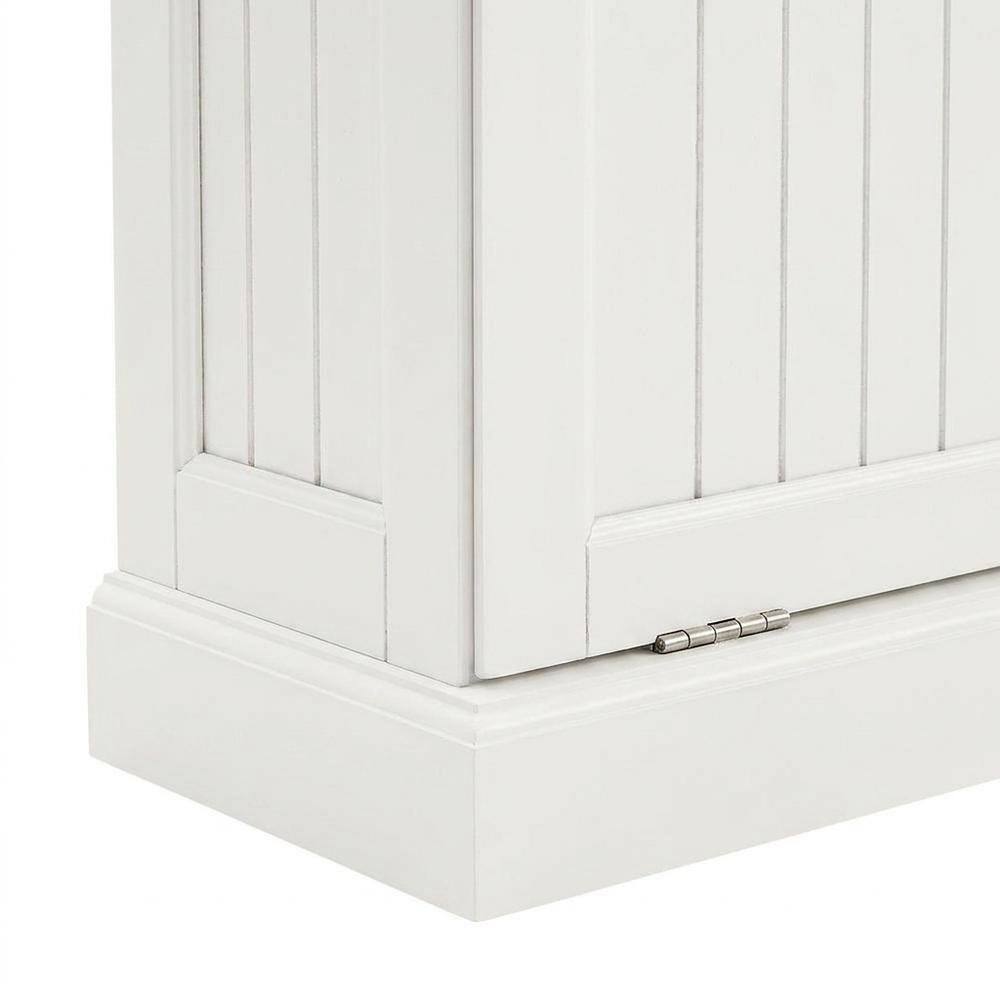 Back. FurniFact - Distressed White Hall Tree with Anti-Tip Hardware and Storage Space - White.