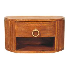 Artisan Furniture - Solid Wood Oval Wall Nightstand - Brown