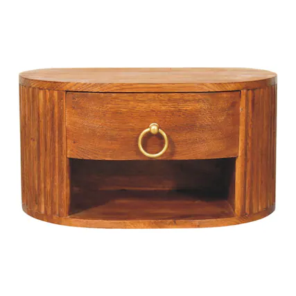 Front. Artisan Furniture - Artisan Furniture Solid Wood Oval Wall Nightstand - Brown.