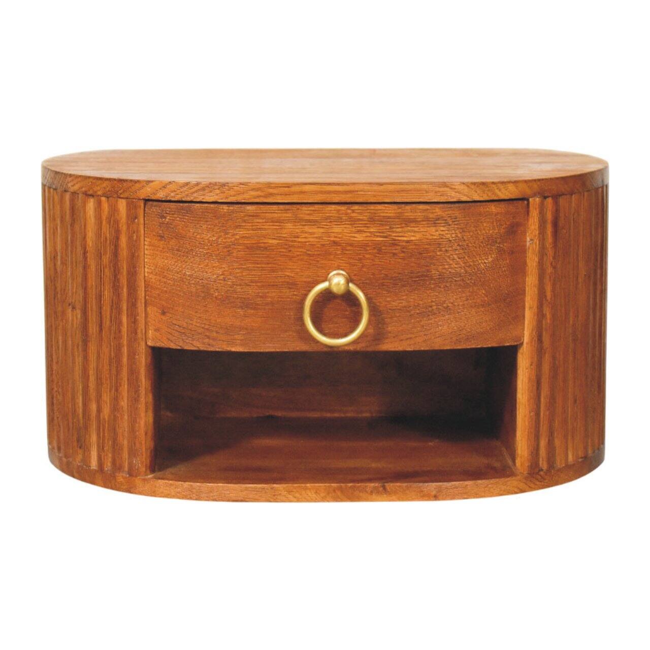 Front. Artisan Furniture - Artisan Furniture Solid Wood Oval Wall Nightstand - Brown.