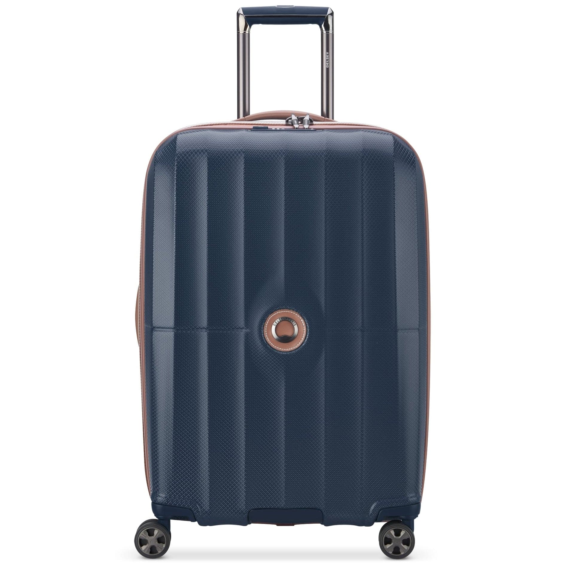Front. Delsey - Delsey ST. Tropez Hardside Spinner Checked Luggage - 24" Medium - Navy.