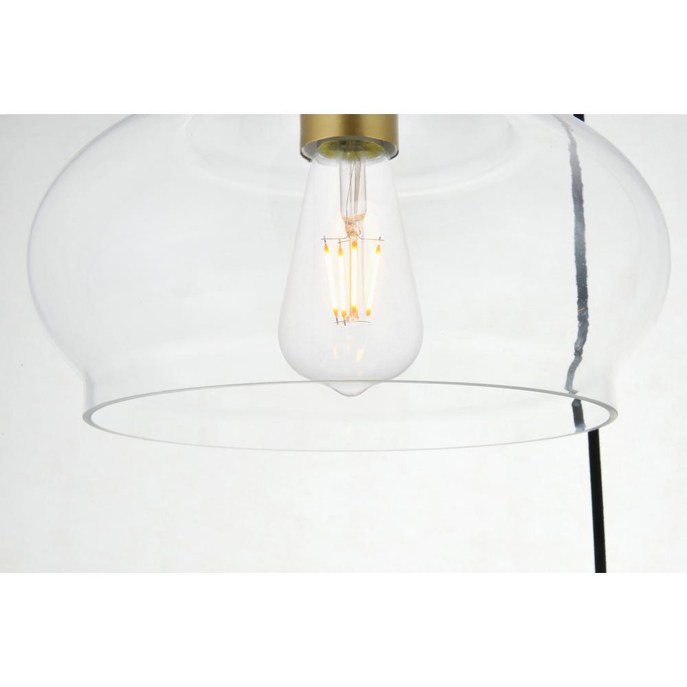 Back. Living District - Destry 3 Lights Brass Pendant With Clear Glass - Brass And Clear.
