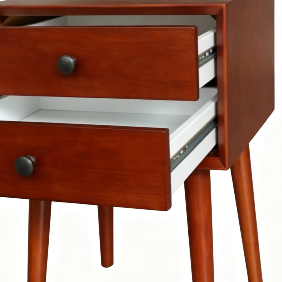 Back. Loheer - Loheer 2 Drawer Nightstand Brown MDF Bedside Table with Storage - Brown.