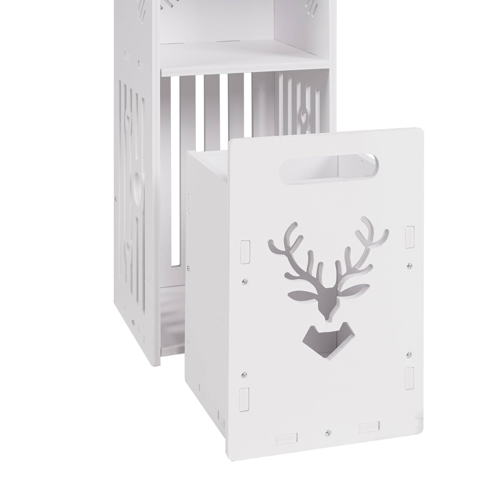 Alt View 2. Vecelo - Narrow Bathroom Storage Cabinet with Toilet Paper Organizer-Space-Saving, Perfect for Small Bathrooms & Next to Toilets - White.