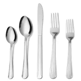 KOOMADE - 40/60 Pcs Flatware Set Service Stainless Steel Knife Fork Spoon Tableware Flatware Set Festival Kitchen - Silver