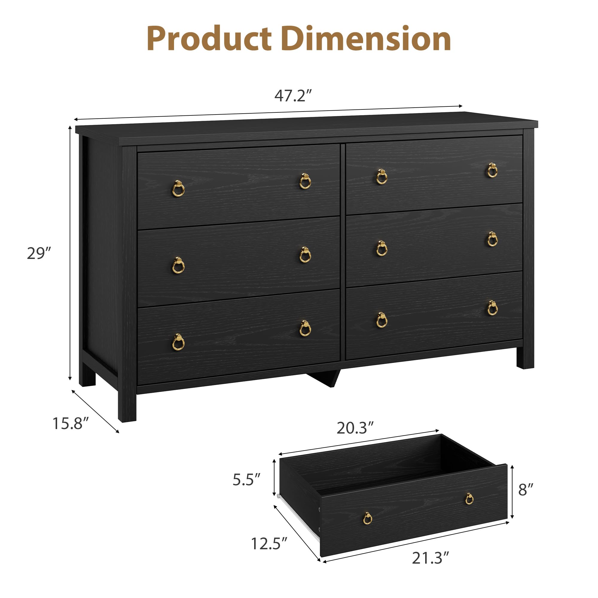 Product Dimension  
47.2" x 29" x 15.8"  
20.3" x 21.3" x 8"  
5.5" x 12.5"