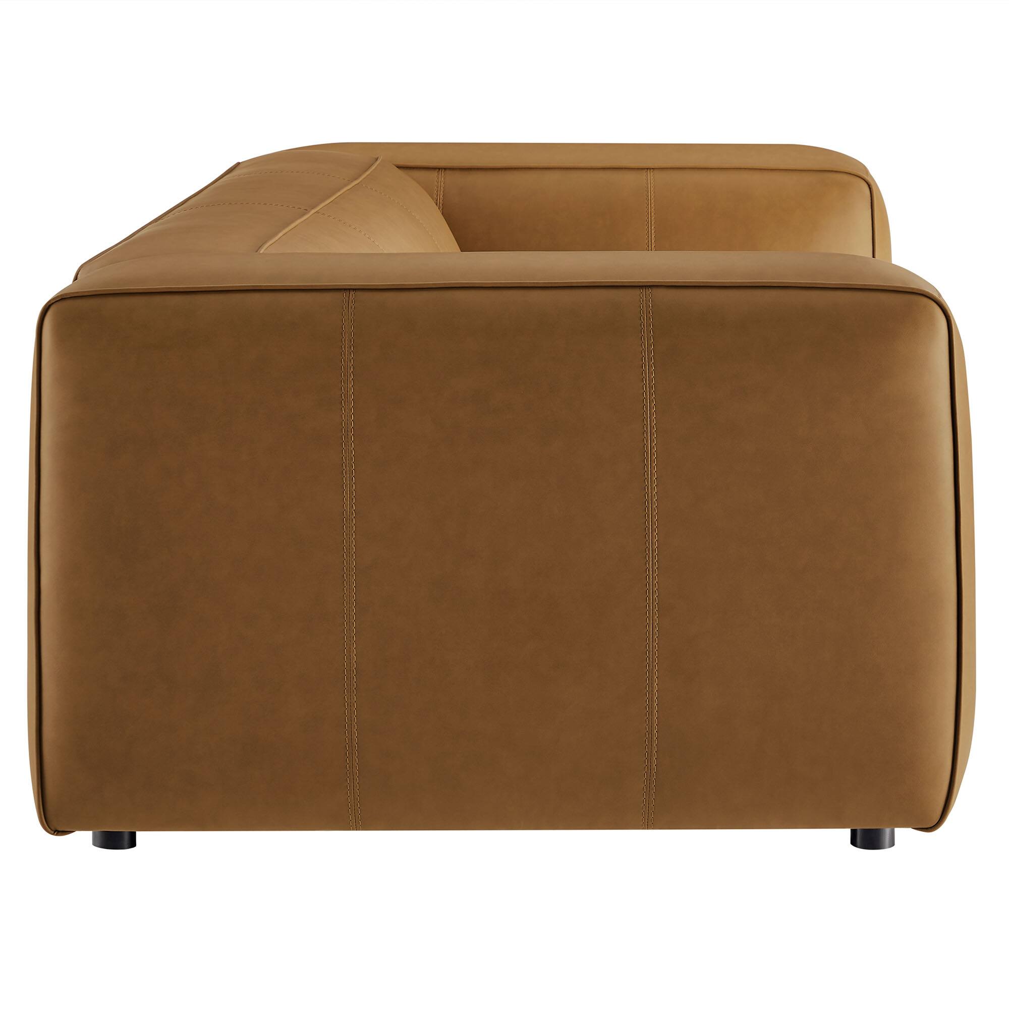 Back. Modway - Auren Upholstered Vegan Leather Sofa by Modway - Brown.
