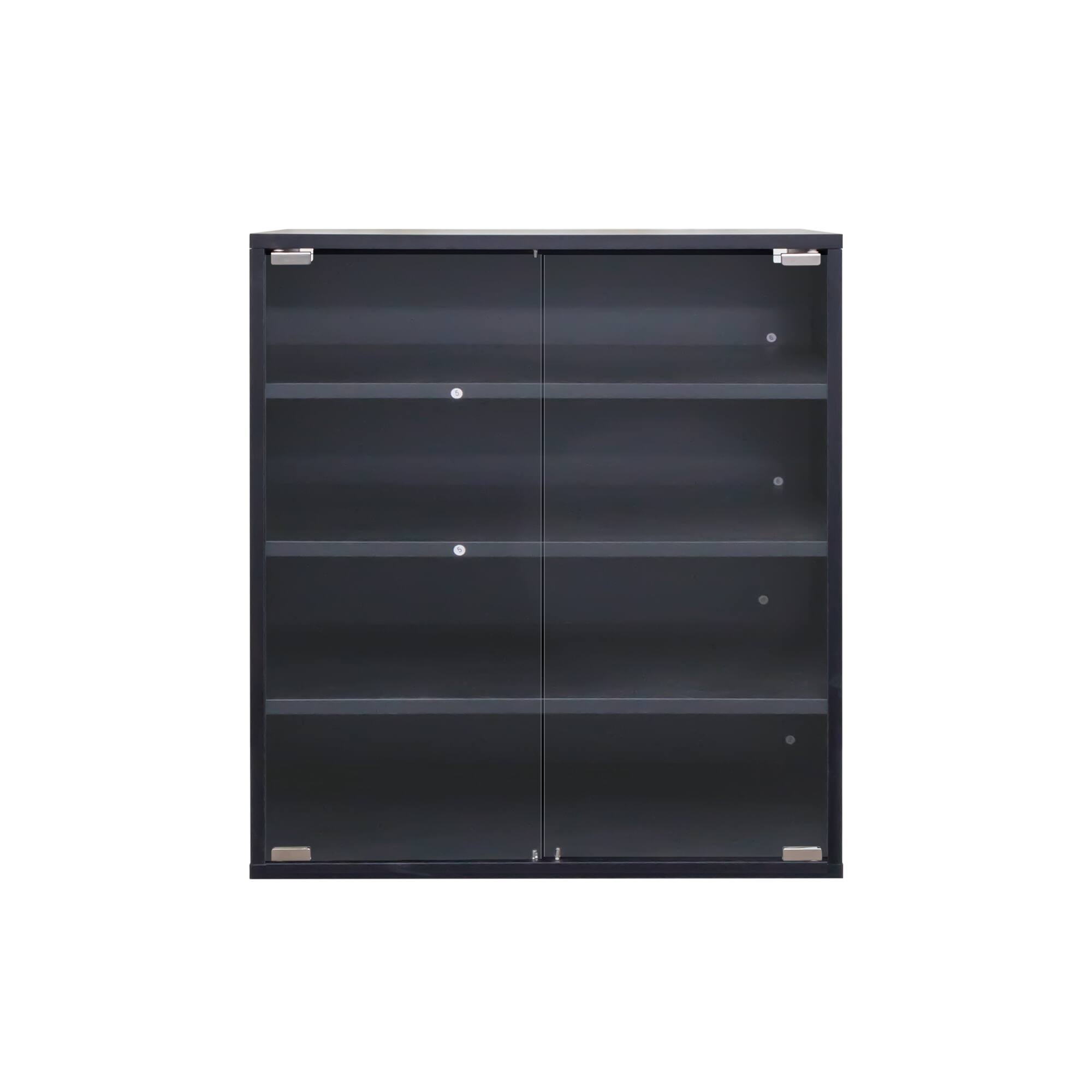 Back. Dexmalle - Dexmalle-Wooden Shoe Diasplay Storage Box with Glass Door,RGB LED Light-Black - Black.
