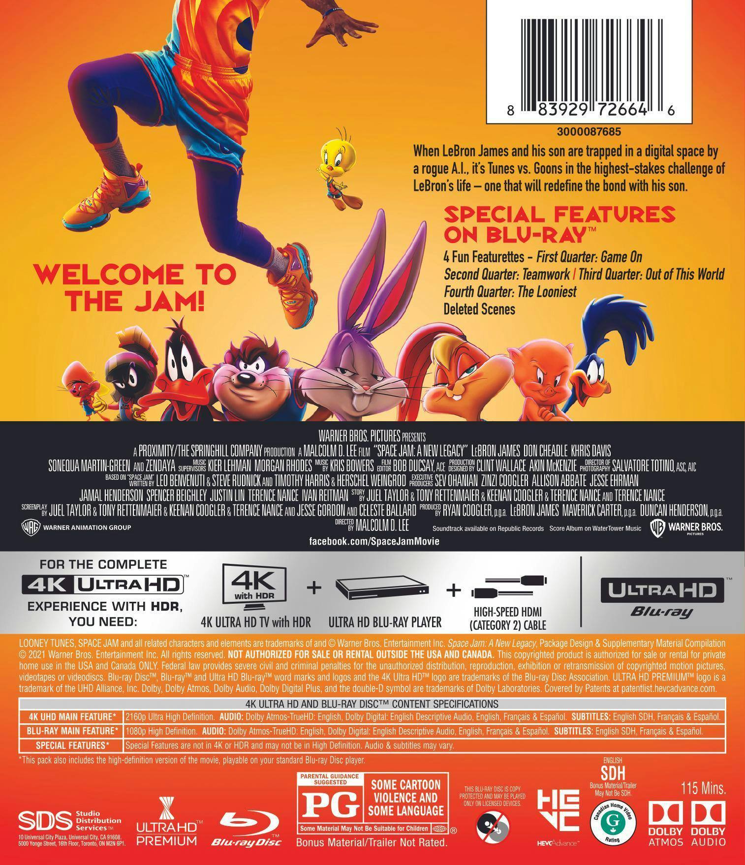 Back. Space Jam: A New Legacy   - 4K Blu-Ray.