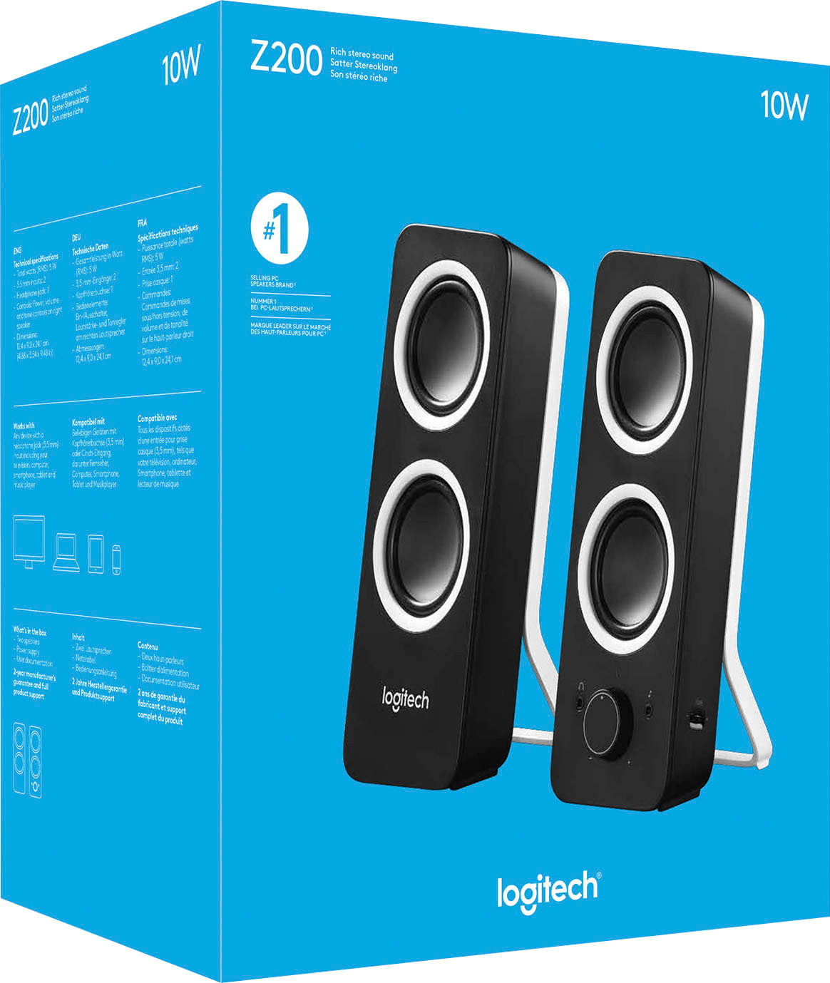 980-000812, Logitech Z200 5W Black PC Speaker, 80 Hz → 18kHz