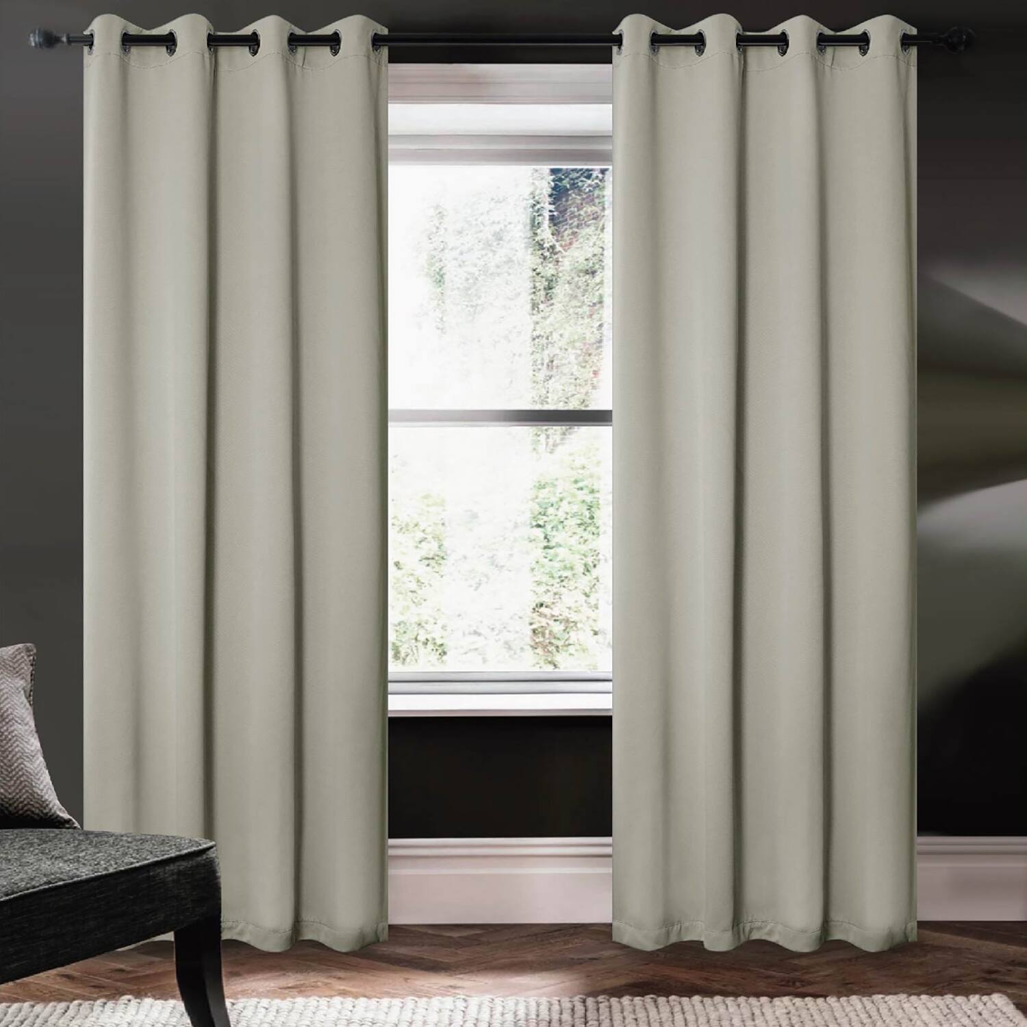 Angle. RT Designers Collection - RT Designers Collection 100% Polyester 250 GSM Riley 100% Blackout Grommet Panel 54" x 45" Grey - Grey.