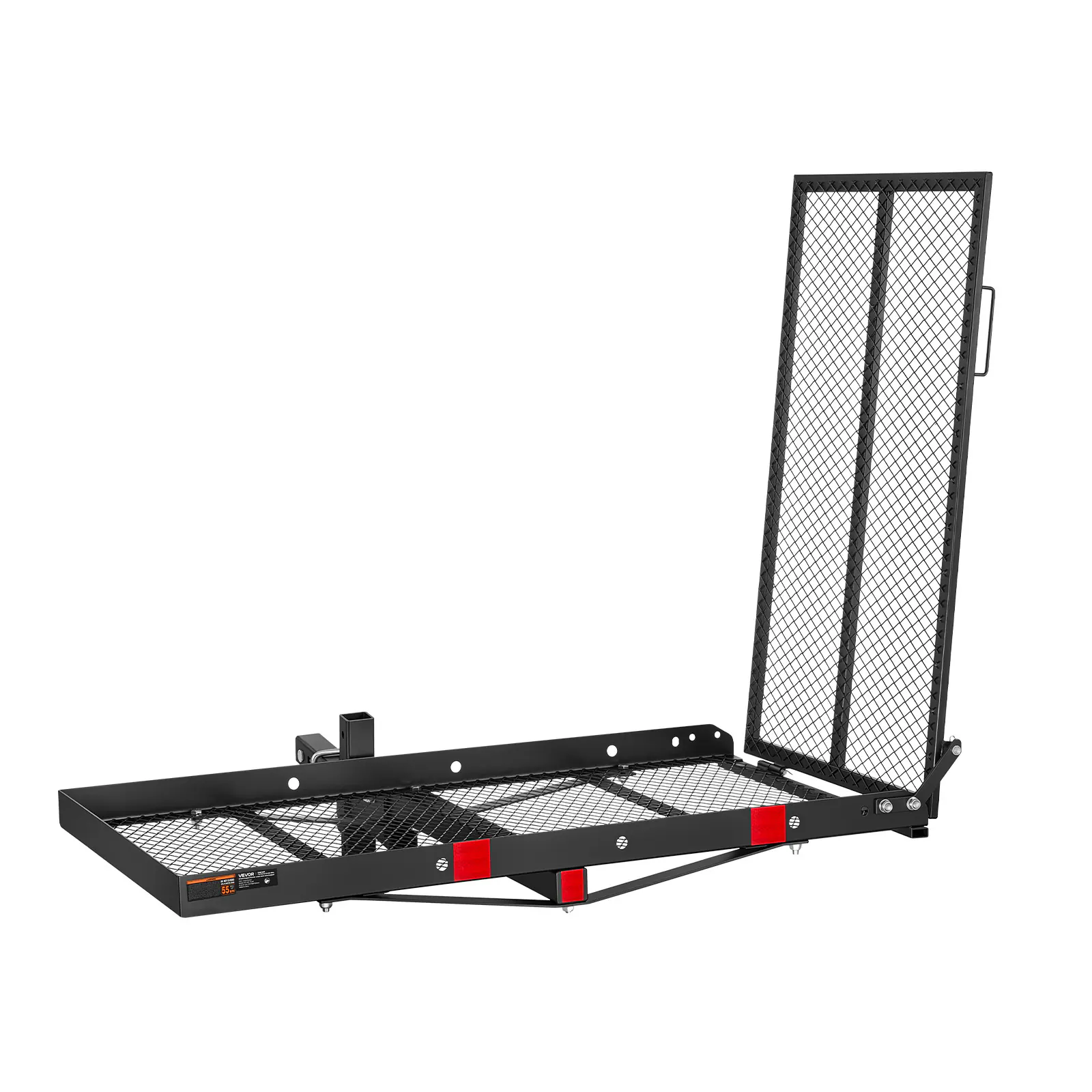 Alt View 5. VEVOR - Hitch Mount Wheelchair Carrier Height Adjustable, 500LBS Steel Mobility Scooter Carrier Cargo Basket with Folding Ramp - Black.