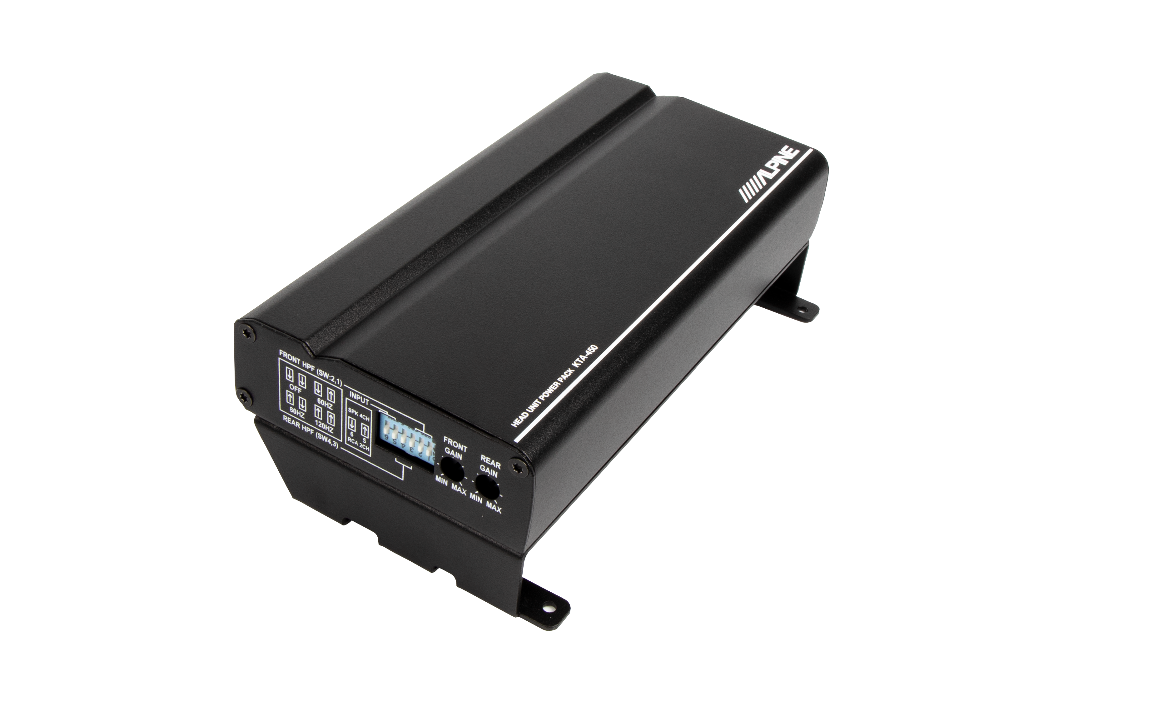 Sure, here is the corrected and grouped text:

**Head Unit Powers Pack KTA-450**

**Front HPF (68Ω-2)**
- Input: RCA
- Output: 6Ω
- Frequency: 60Hz
- Front Gain: MIN MAX

**Rear HPF (68Ω-2)**
- Input: RCA
- Output: 6Ω
- Frequency: 120Hz
- Rear Gain: MIN MAX

**Input**
- RCA

**Output**
- RCA

**Front**
- SPK REAR
- ACH VPF 129MZ 1 (W4.3)

**Rear**
- SPK REAR

**Other**
- II///LPINE FRONT HDE (-2.1) DF E 1 INPUT WAKIZ NZ