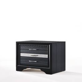 Loheer - Nightstand with Drawers and Felt Lined Jewelry Storage - Black