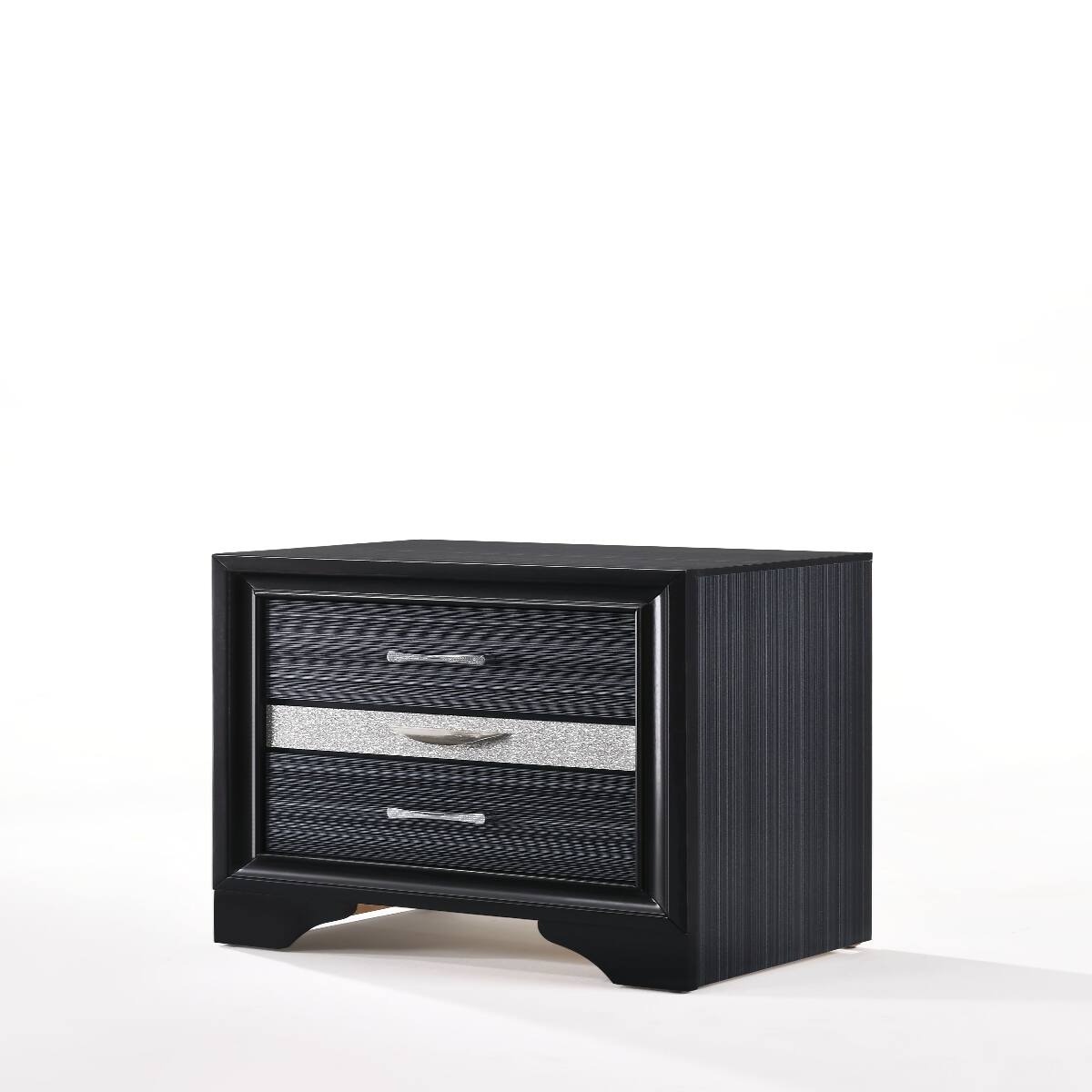 Front. Loheer - Loheer Black Nightstand with Drawers and Felt Lined Jewelry Storage - Black.