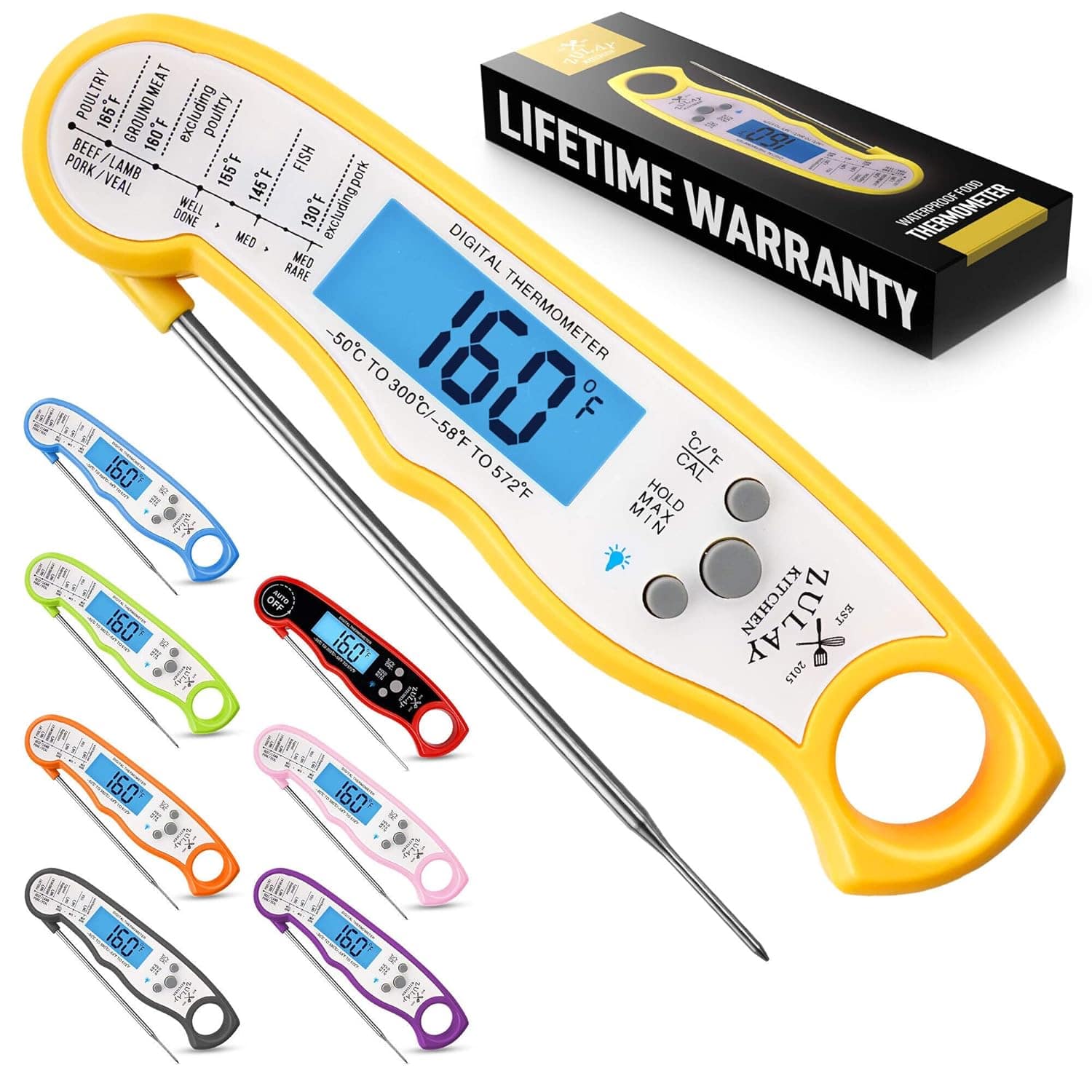 NAY POULTRY 165F GROUND MEAT excluding poultry  BEEF 160F LIFETIME 091 PORK BEEF/LAMB 155F FISH VEAL 145F FO0D  MED 130F excludingpork WATERPROOK THERMOMETER RARE MED DIGITAL WARRANTY -50C THERMOMETER TO 300C/-58F 160 TO oF C/F 160 572F CAL 12 HOLD MAN B OFF - KITCHEN 160 EST F 160 2015 160 & 160 N 160 160 1 A