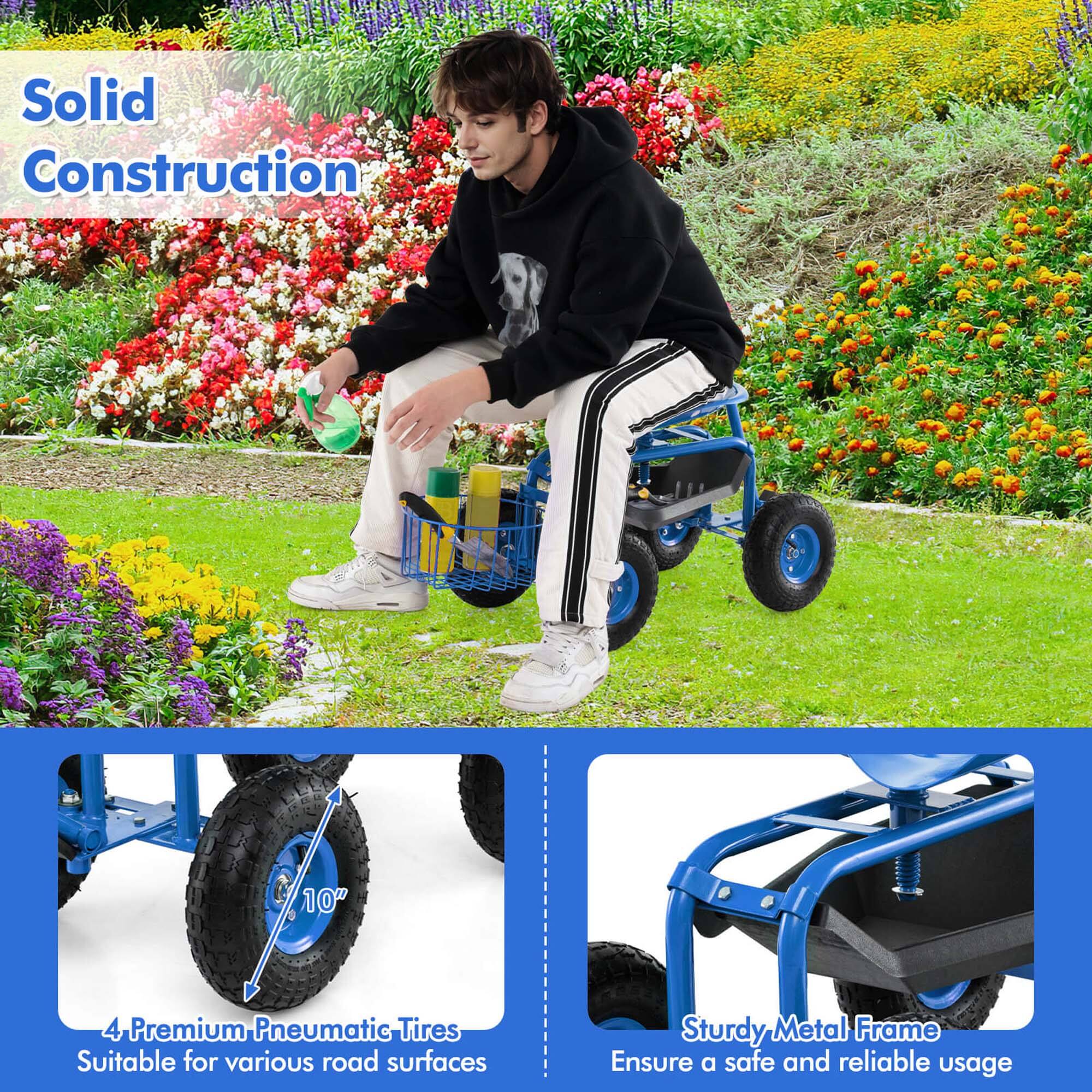 Solid Construction

10" 4 Premium Pneumatic Tires
Suitable for various road surfaces

Sturdy Metal Frame
Ensure a safe and reliable usage