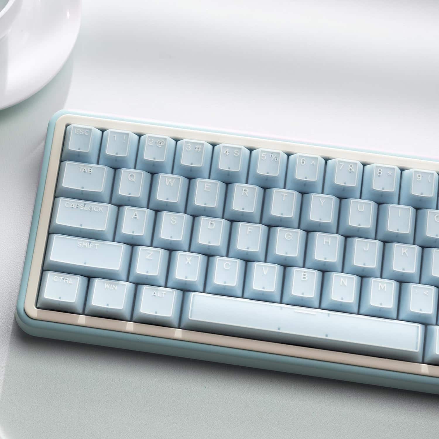 Womier - Jade keycap,Translucent Double Shot Cherry Profile for All Layout Mechanical Keyboards - Blue