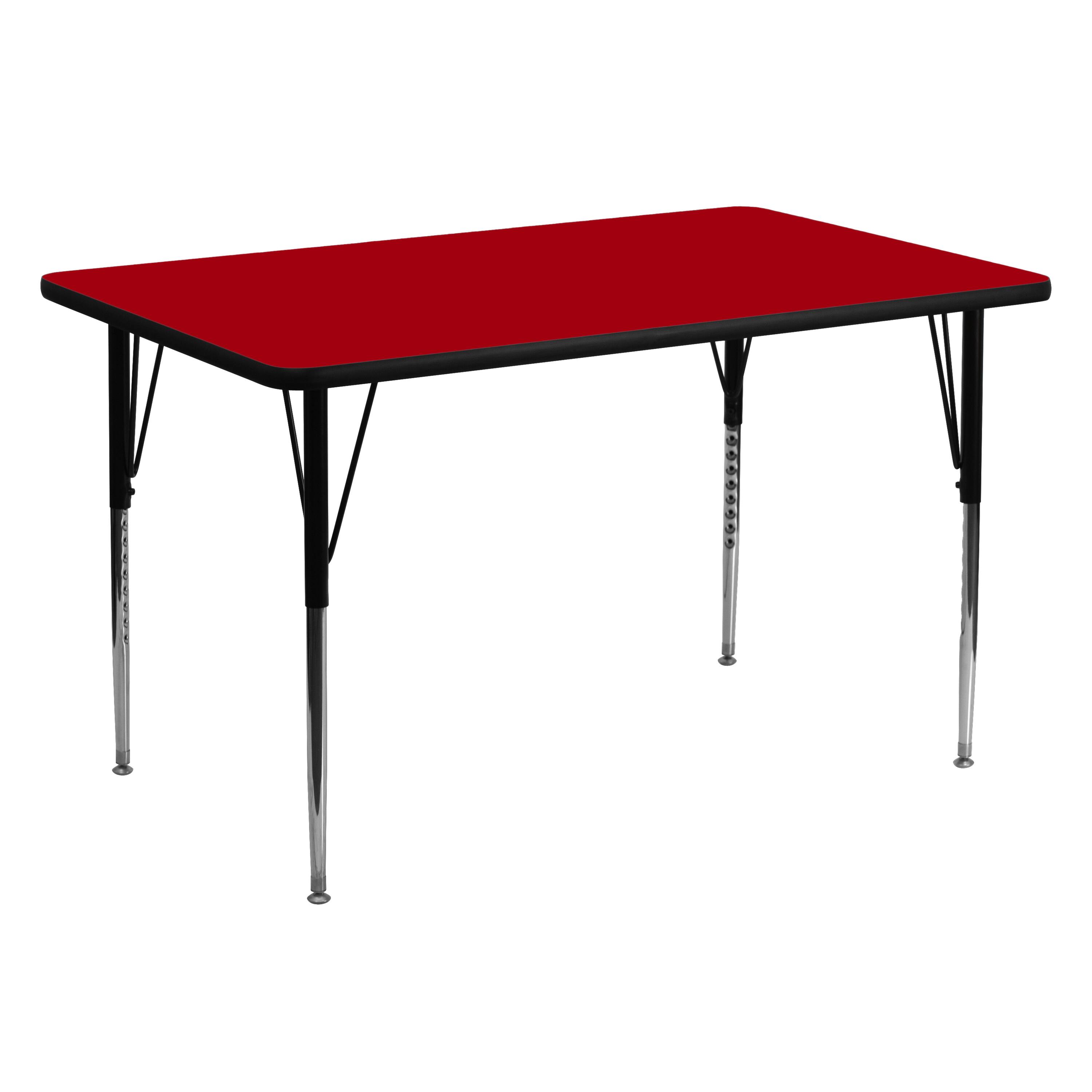 Front. Emma + Oliver - 30x60 Rectangle Laminate Adjustable Activity Table - Red.
