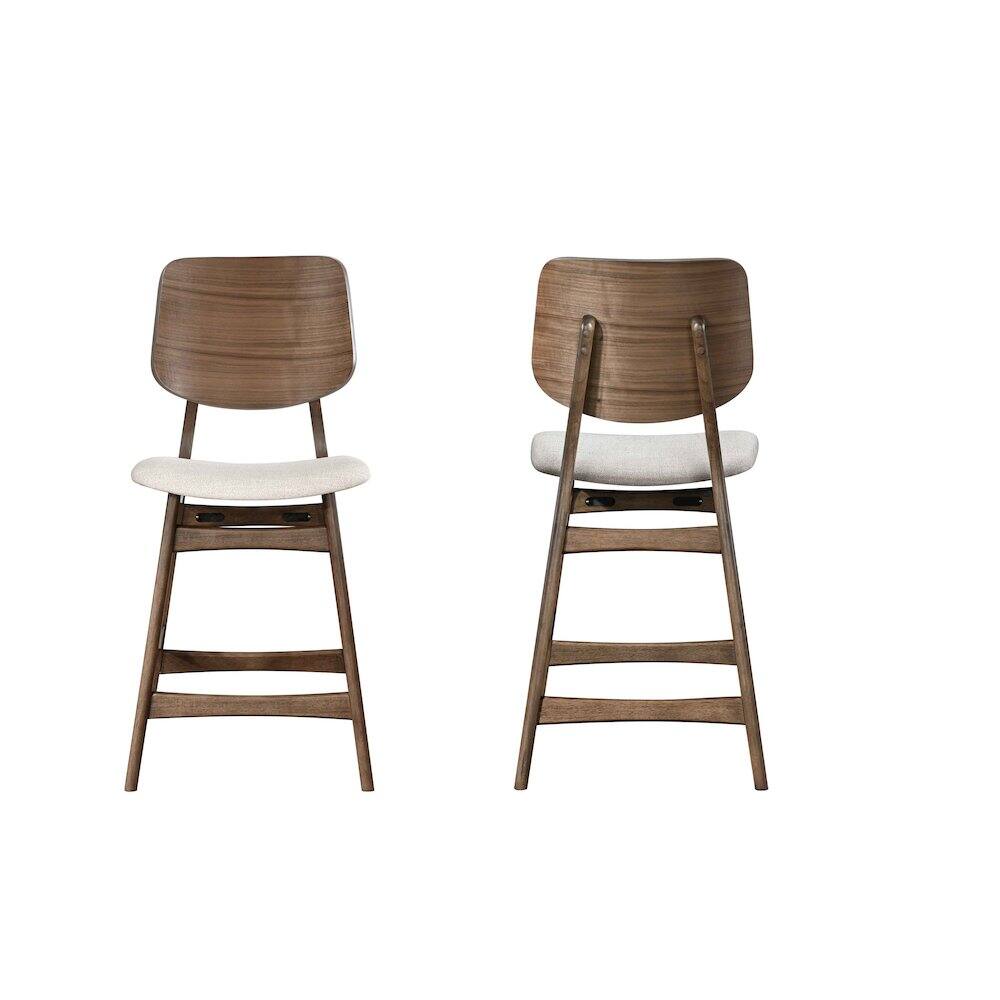 Front. New Classic Furniture - Oscar Wood Counter Dining Chairs in Walnut (Set of 2) - Walnut.
