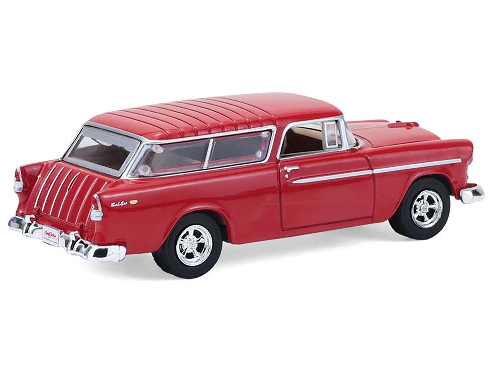Left. Greenlight - 1955 Chevrolet Nomad Custom Wagon Red "Barrett-Jackson" Series 16 1/64 Diecast Model Car by Greenlight - Red.