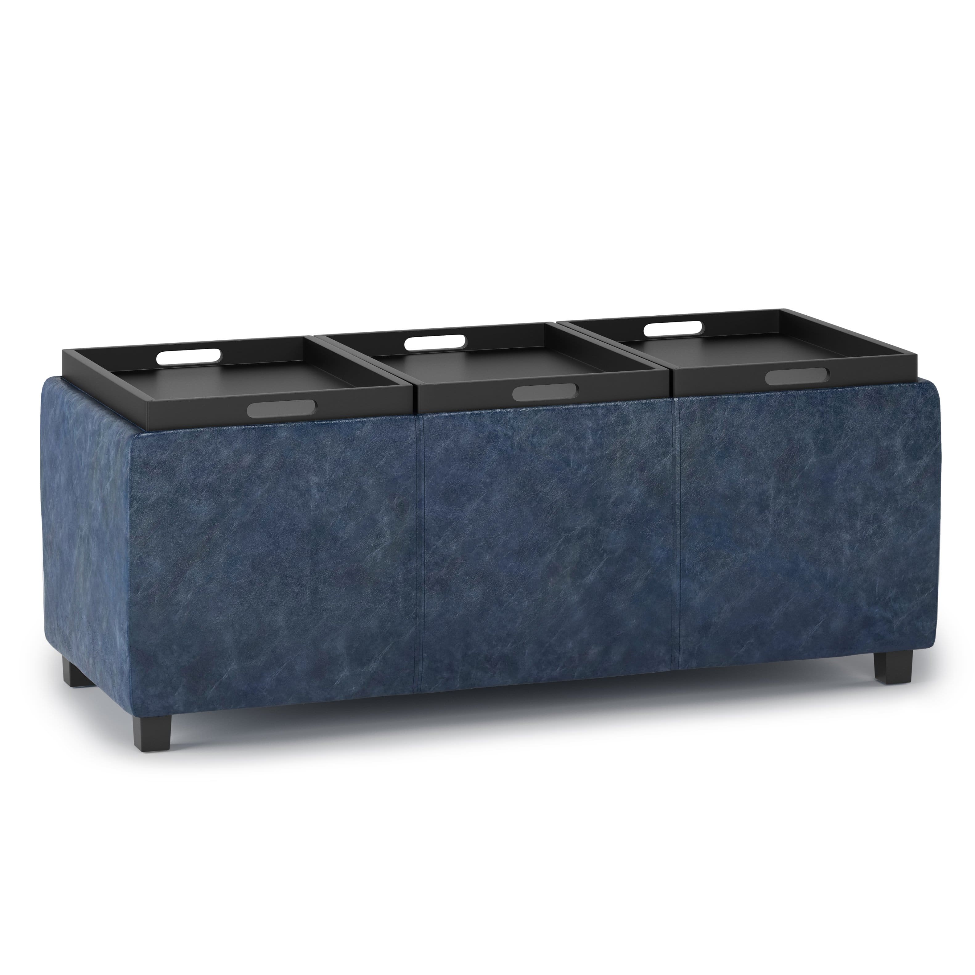 Alt View 11. Simpli Home - Avalon Storage Ottoman - Denim Blue.