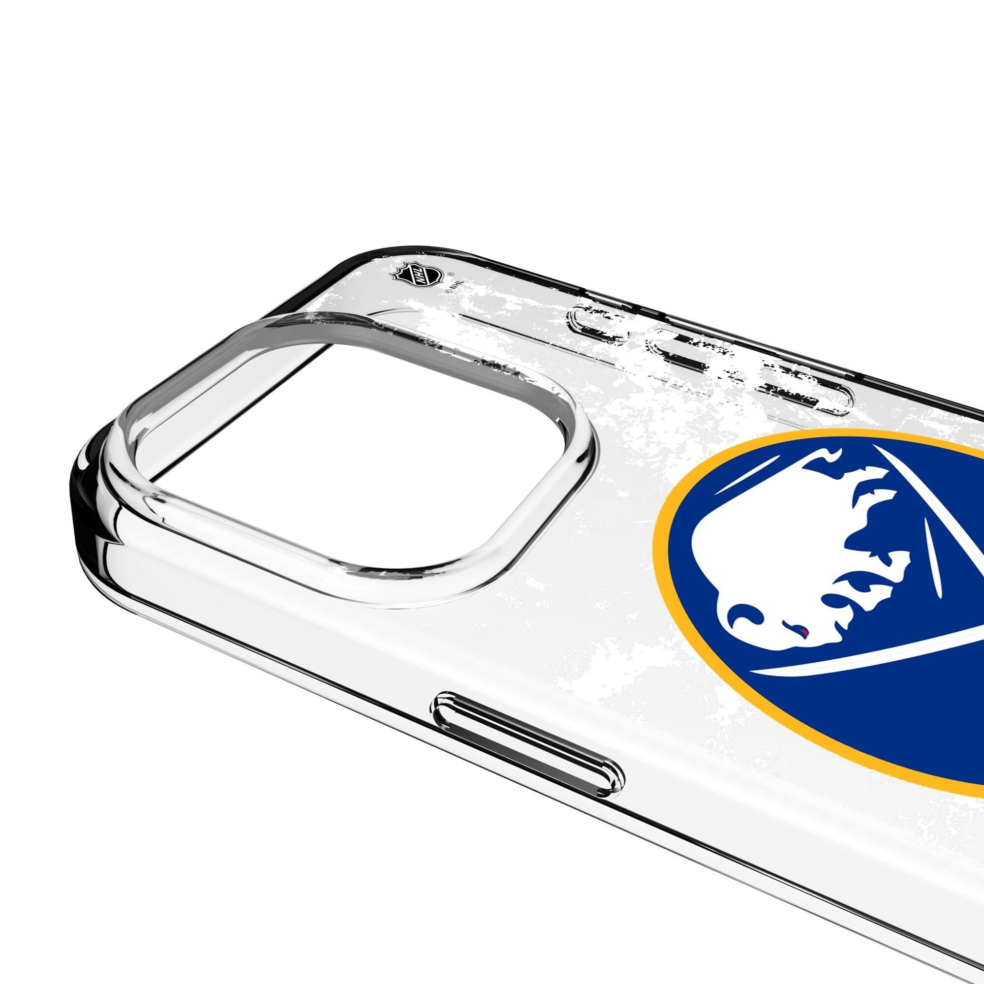 Alt View 2. Keyscaper - Buffalo Sabres iPhone Stripe Clear Ice Case - 14 Pro Max - Multicolor.