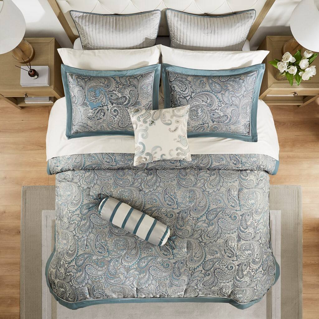 Alt View 3. Gracie Mills - Gracie Mills Thornton Supreme Comfort: 12-Piece Comforter Ensemble with Cotton Bed Sheets - Teal.