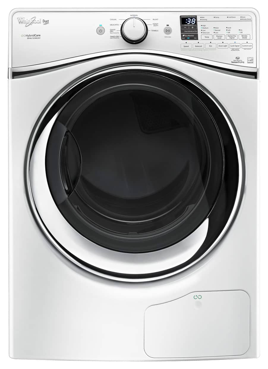  Whirlpool - HybridCare Ventless Duet 7.3 Cu. Ft. 8-Cycle Electric Dryer - White