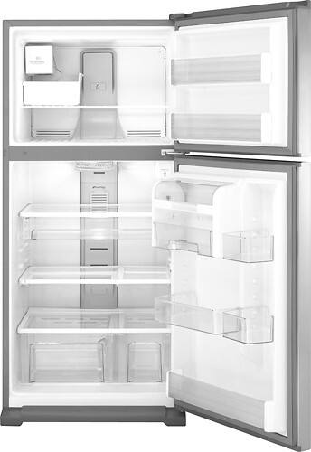 Front Standard. Whirlpool - 21.2 Cu. Ft. Top-Freezer Refrigerator - Stainless-Satina.
