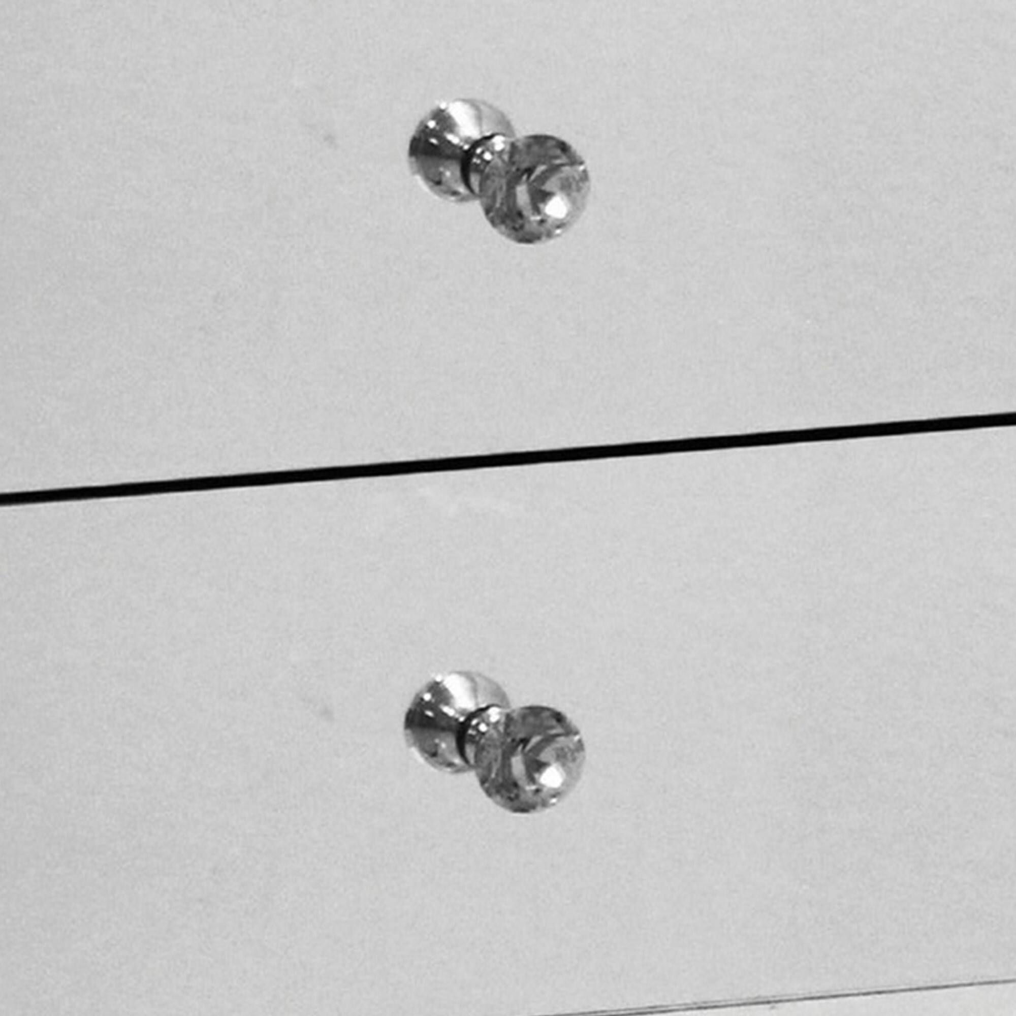 Alt View 3. Manhattan Lane - Noe 26 Inch 3 Drawer Accent Table Nightstand, Mirrored, Faux Diamond Inlay - Silver.