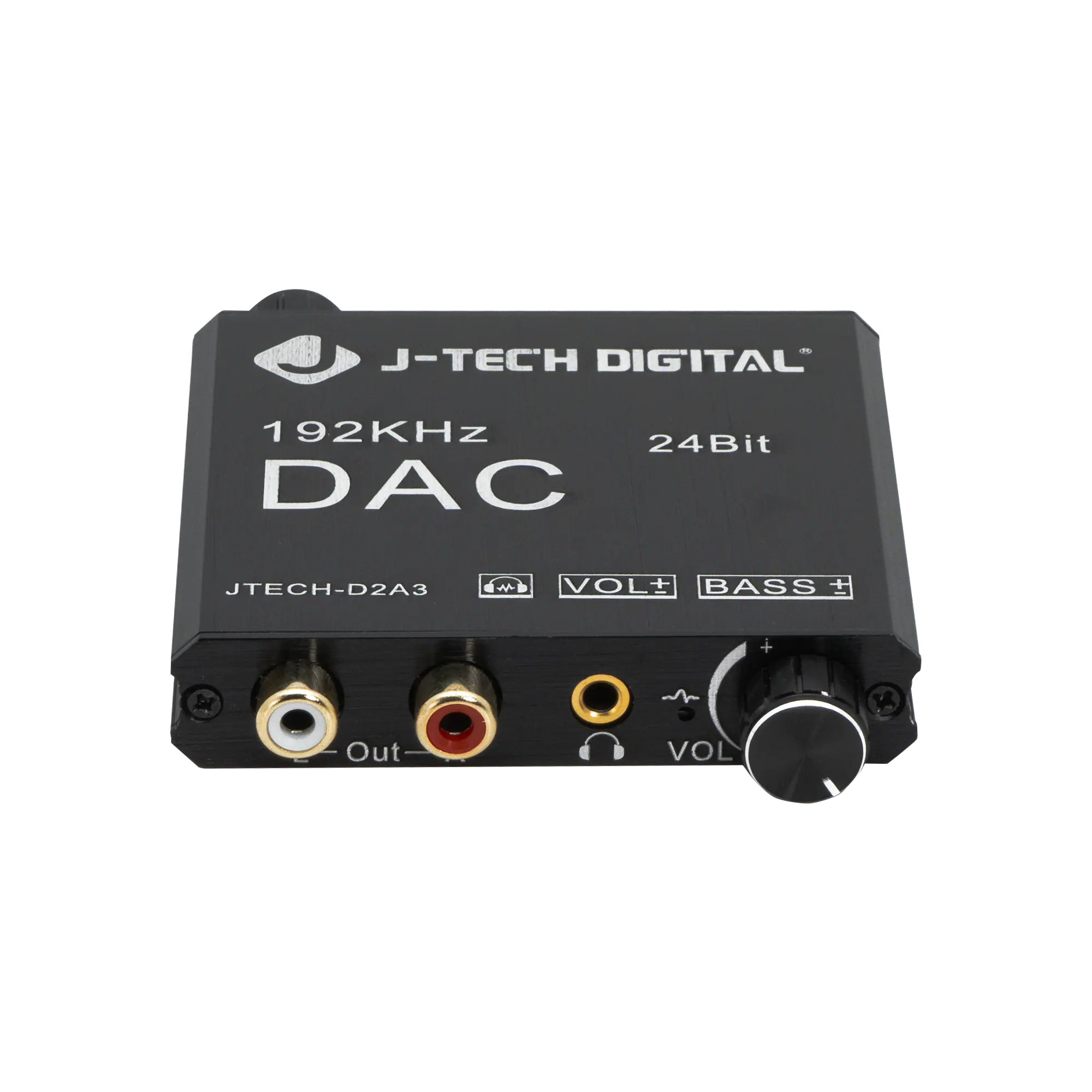J-Tech Digital - Digital to Analog DAC Audio Converter with Bass and Volume Control - Black