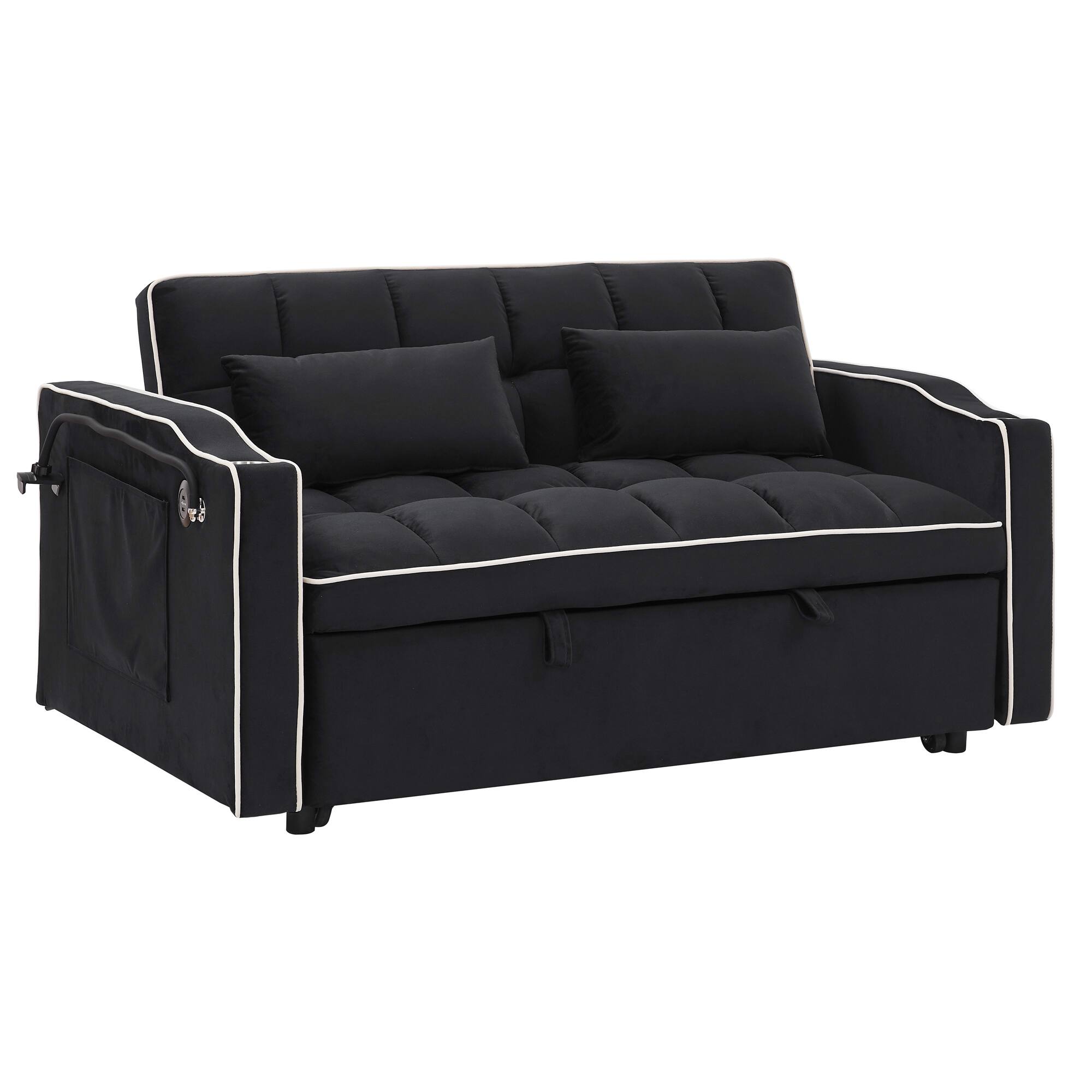 Alt View 5. GOODSILO - Versatile 55-Inch Foldable Sofa Bed with Adjustable Backrest and Modern Convenience Features for Living Spaces - Black.