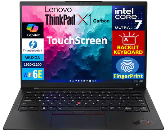 Lenovo ThinkPad X1 Carbon
Intel Core 7 Ultra
TouchScreen
Thunderbolt 4
WUXGA 1920x1200
WiFi 6E
Copilot
Backlit Keyboard
Fingerprint