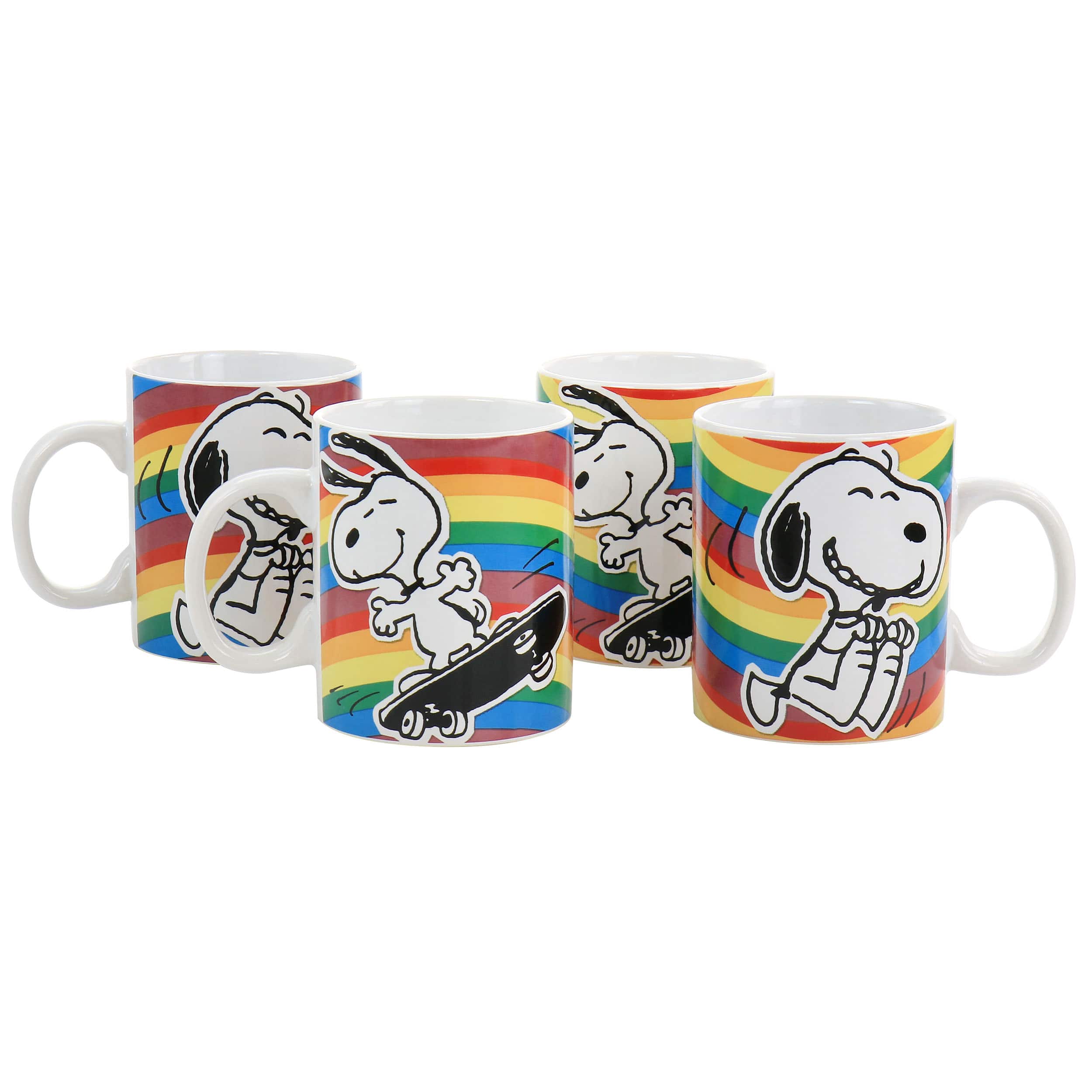 Gibson - Peanuts 70th Anniversary 15oz 4 Piece Stoneware Mug Set - Rainbow