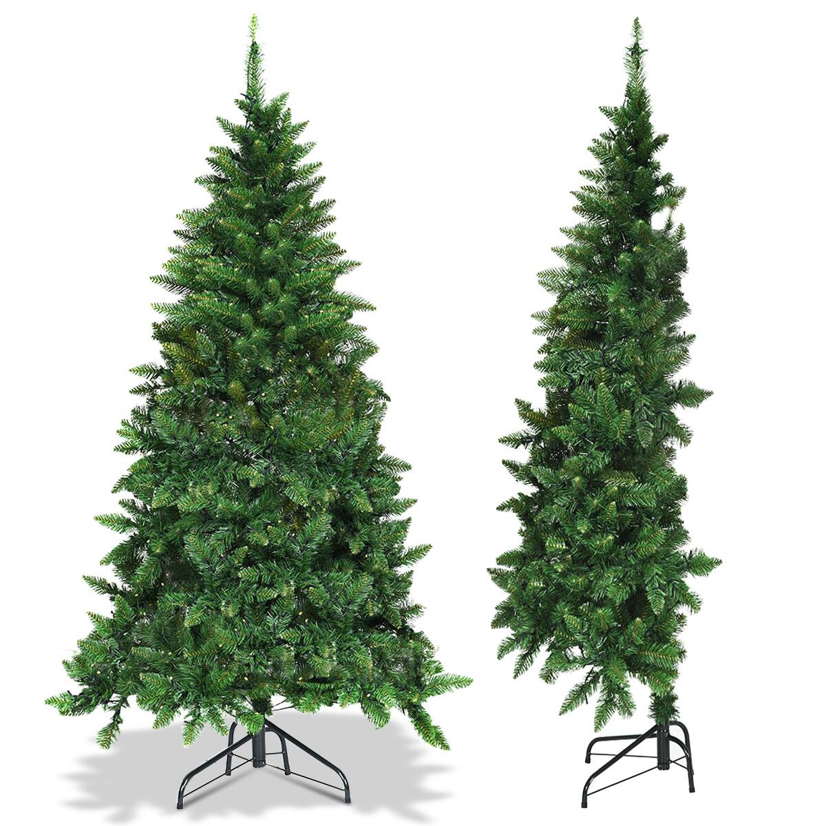 Alt View 1. Gymax - Gymax 5ft LED Pre-lit Half Christmas Tree PVC Artificial Tree w/ 8 Flash Modes 250 Lights - Green.