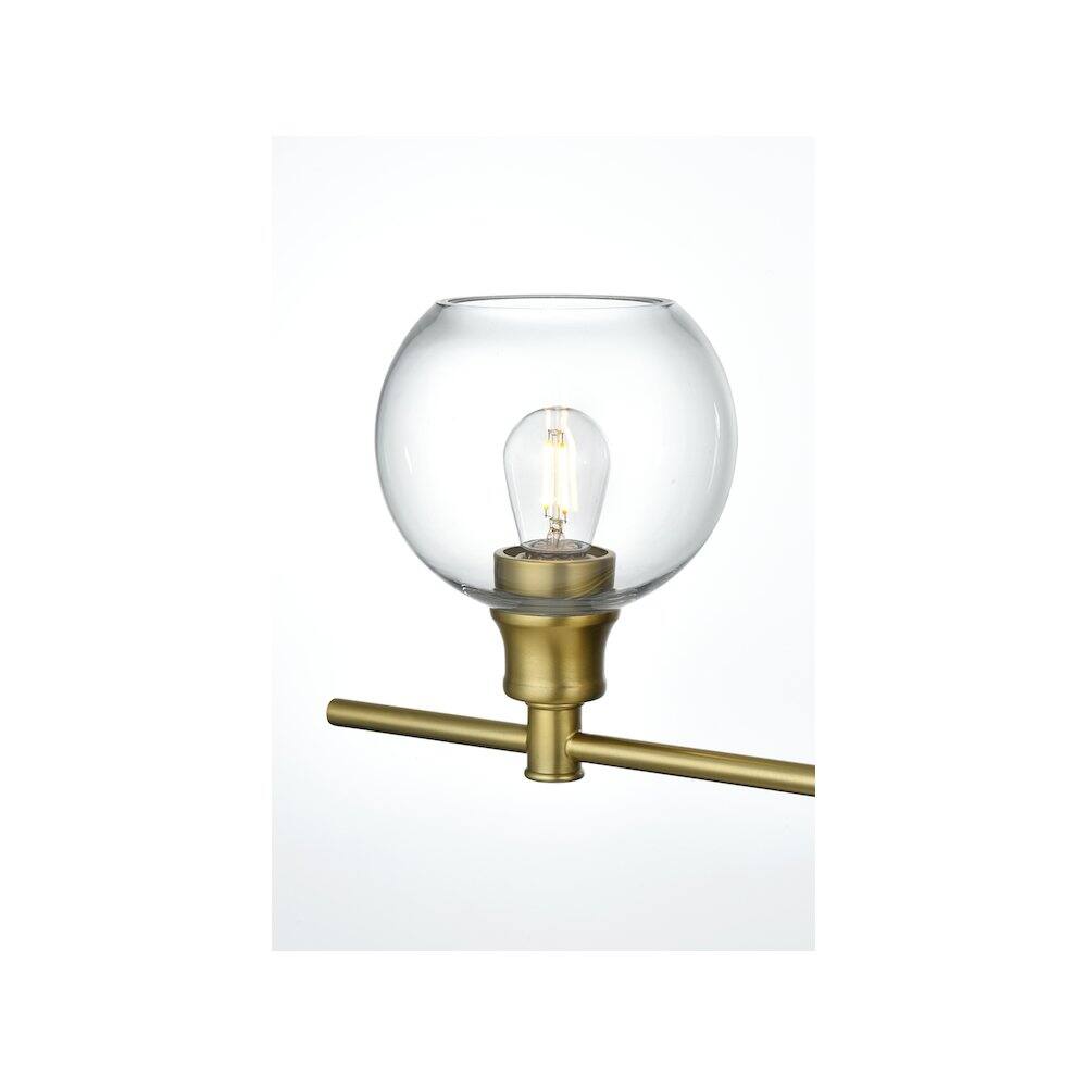 Alt View 3. Living District - Collier 5 Light Satin Gold and Clear Glass Wall Sconce - Satin Gold.