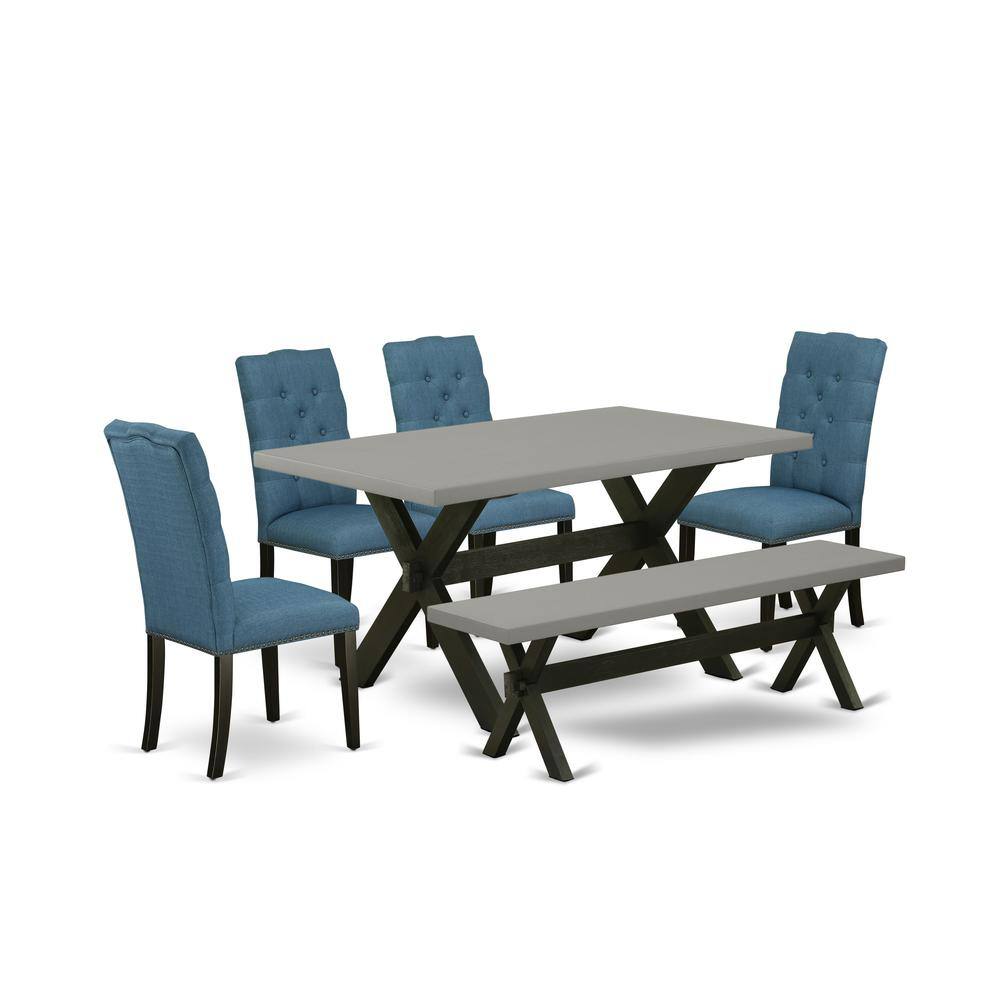 Left. East West Furniture - East West Furniture 6-Piece Fashionable Dining Set an Outstanding Cement Color rectangular Table Top and Cement Color - Multi-Color.